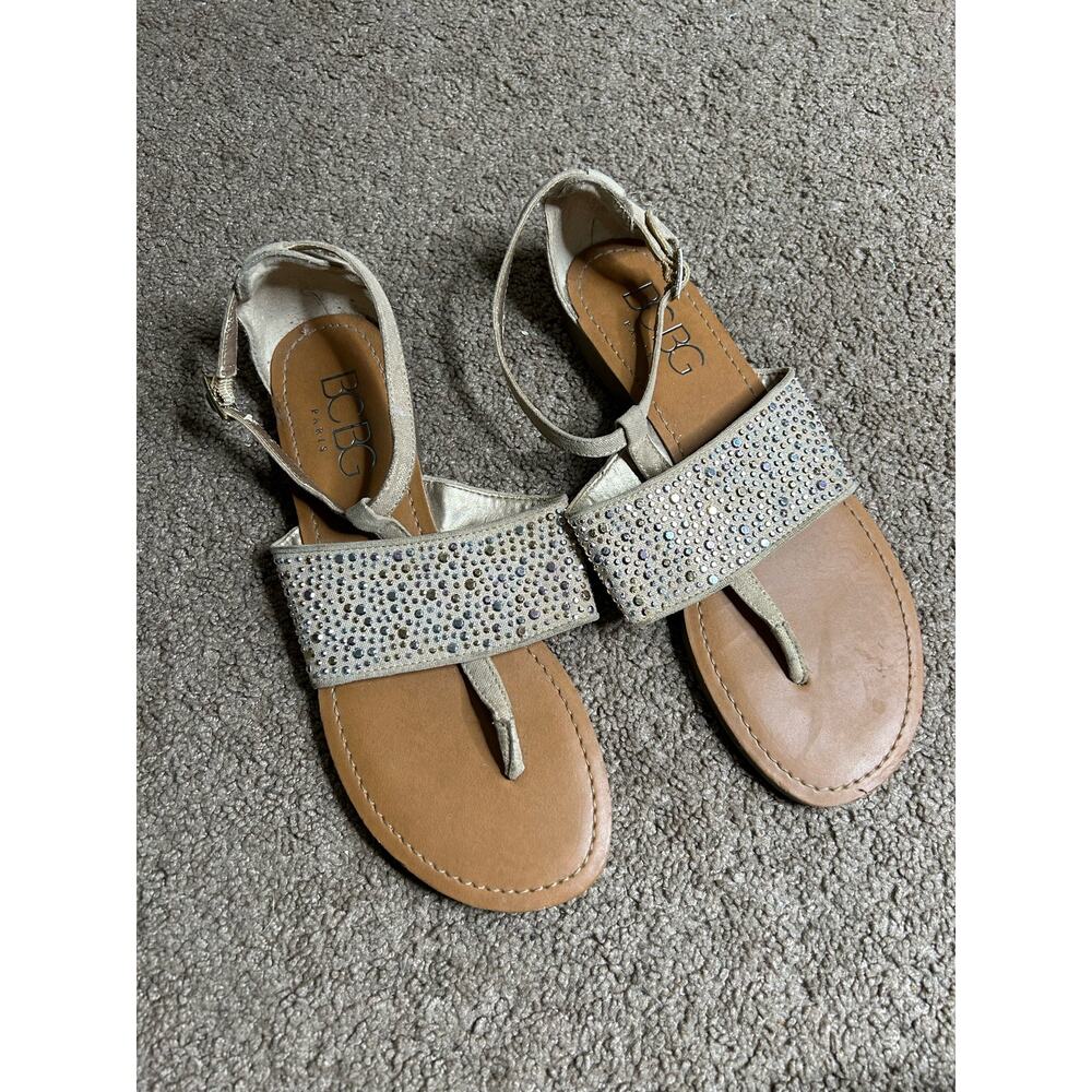 Women’s size 9.5 B BCBG Paris Sandals Gold Silver Sparkle Gladiator